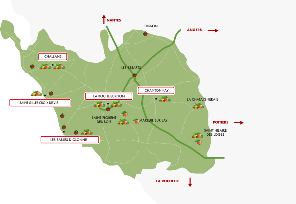 carte des points de vente en Vendée