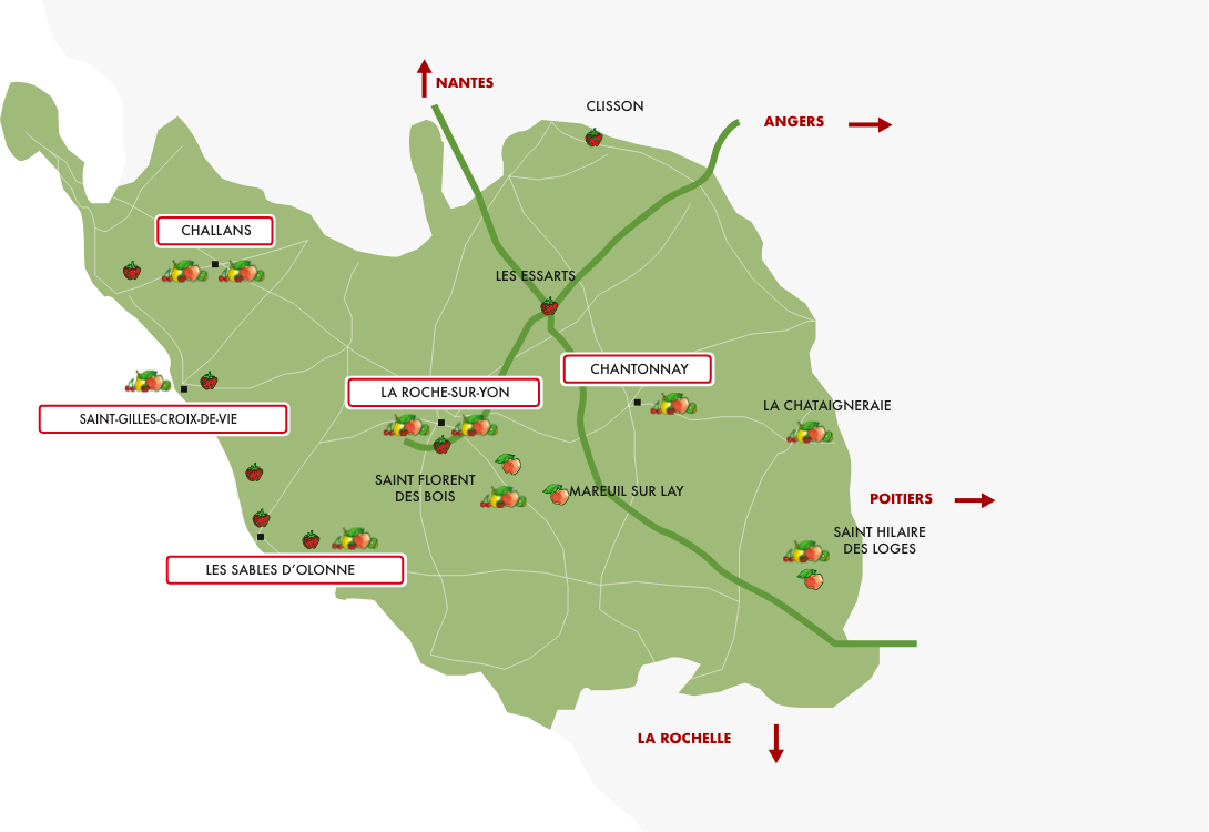 carte des points de vente en Vendée